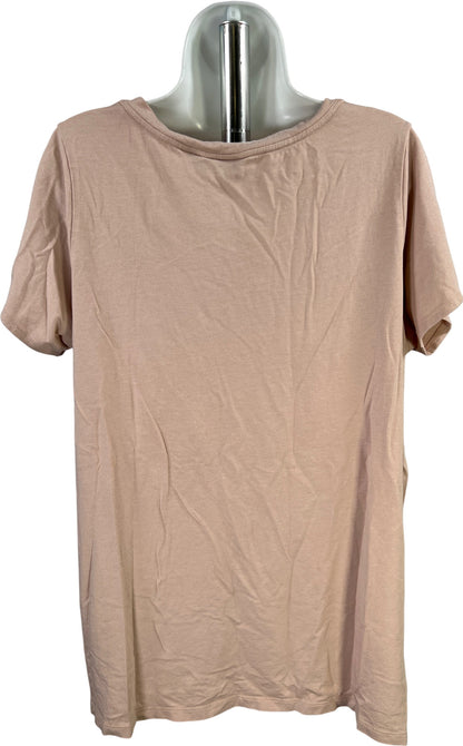 Tahari Women’s Beige Short Sleeve V-Neck T-Shirt - Plus 1X