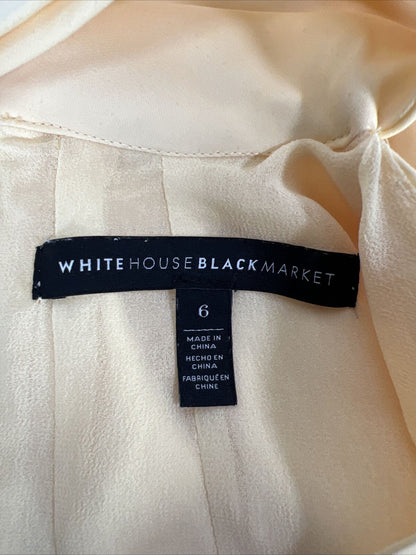 White House Black Market Women's Yellow Mock Neck Choker Top - 6
