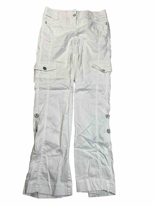 White House Black Market Women's White Cargo Cotton Pants - 0