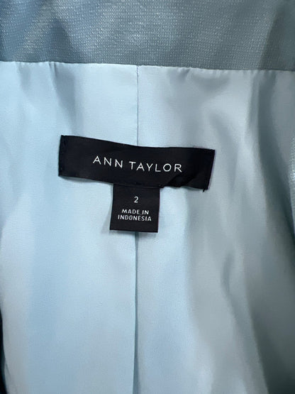 Ann Taylor Women’s Blue Long Sleeve One Button Blazer Jacket - 2