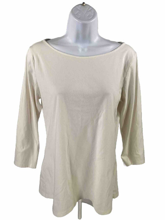 White House Black Market Women's White 3/4 Sleeve T-Shirt - M