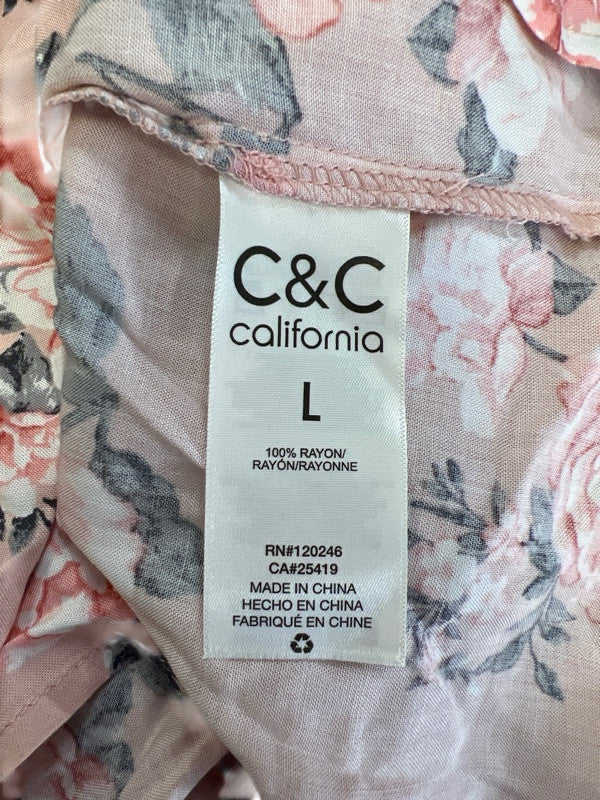 C and C California Women's Pink Floral Long Sleeve Blouse - L