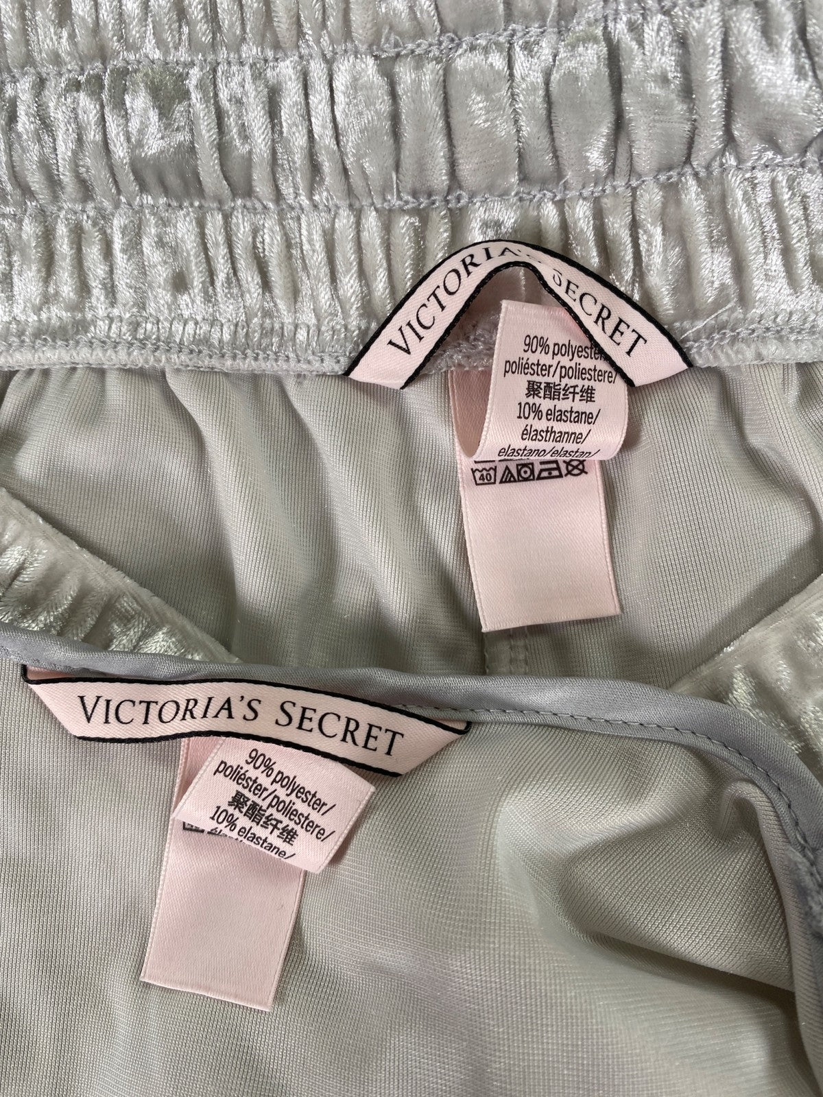 Victoria’s Secret Women’s Ivory Velour Jogger and Cropped Cami Pajama Set - XS