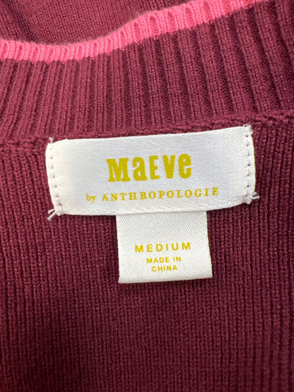 Maeve Women’s Burgundy Ribbed Long Sleeve Cardigan Sweater - M