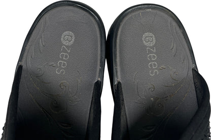 Bzees Women’s Black Rhinestone Dazzle Me Wedge Flip Flops - 8