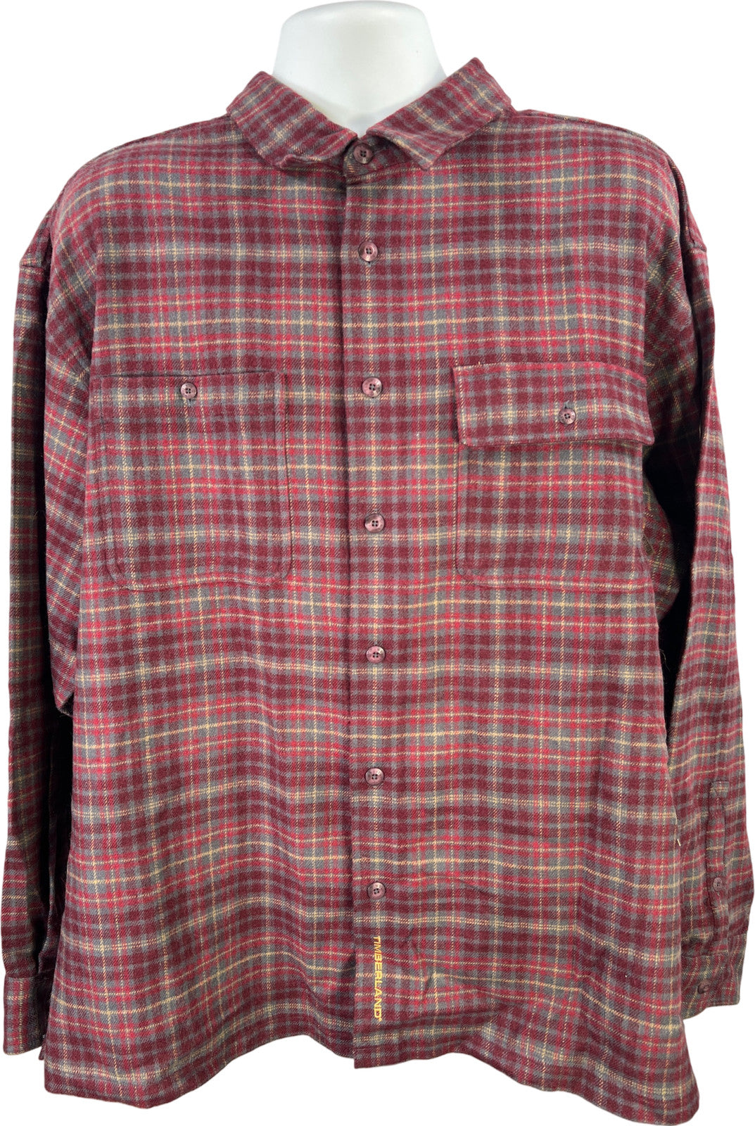 Timberland Men’s Red Wool Blend Long Sleeve Button Up Shirt - XL