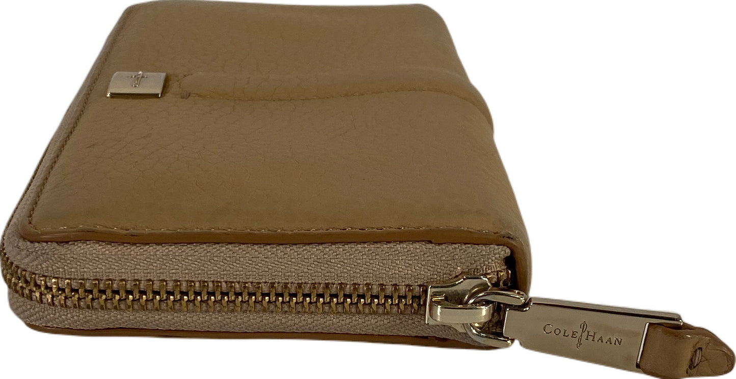 Cole Haan Women’s Beige Pebbled Leather Zip Around Wallet