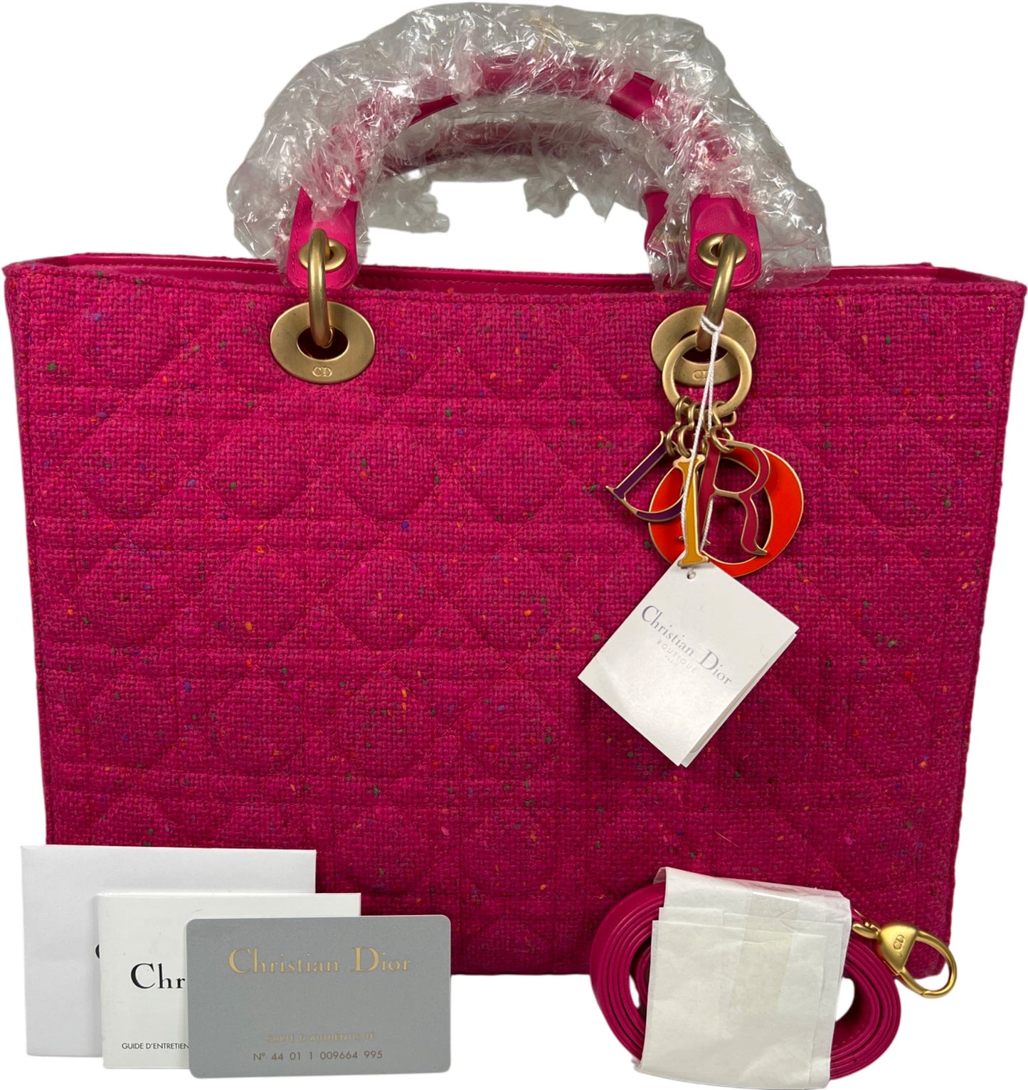 Christian Dior Lady Dior Large Tweed Pink Rose Moyen Rare Vintage Purse