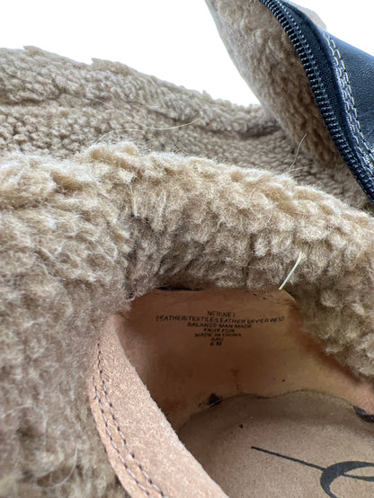 Easy Spirit Women’s Black Leather Faux Fur Side Zip Wedge Mid Calf Boots - 6