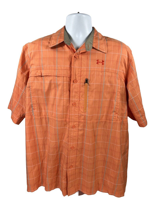 Camiseta deportiva Under Armour de corte holgado con botones en color naranja para hombre - XL
