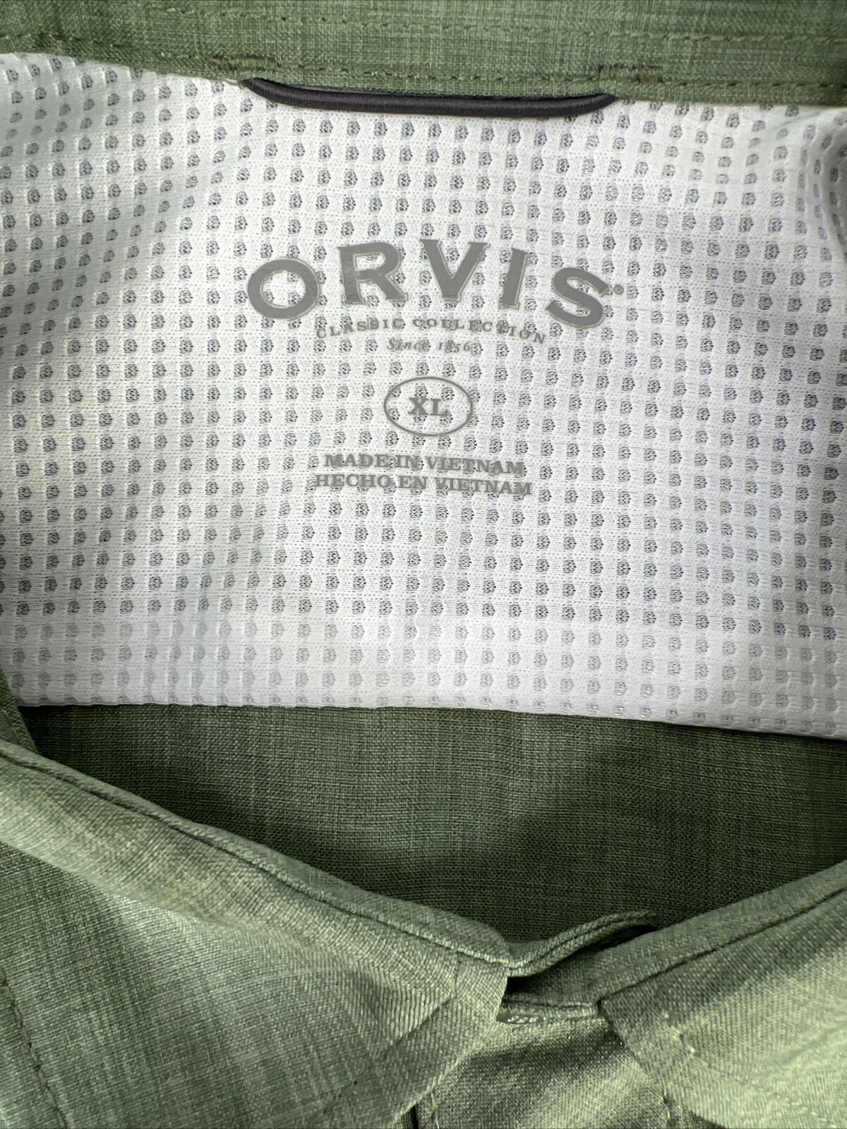 Orvis Men's Green Short Sleeve Button Up Casual Shirt - XL