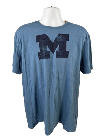 NUEVA camiseta de manga corta Adidas U of M Michigan de algodón azul para hombre - 2X