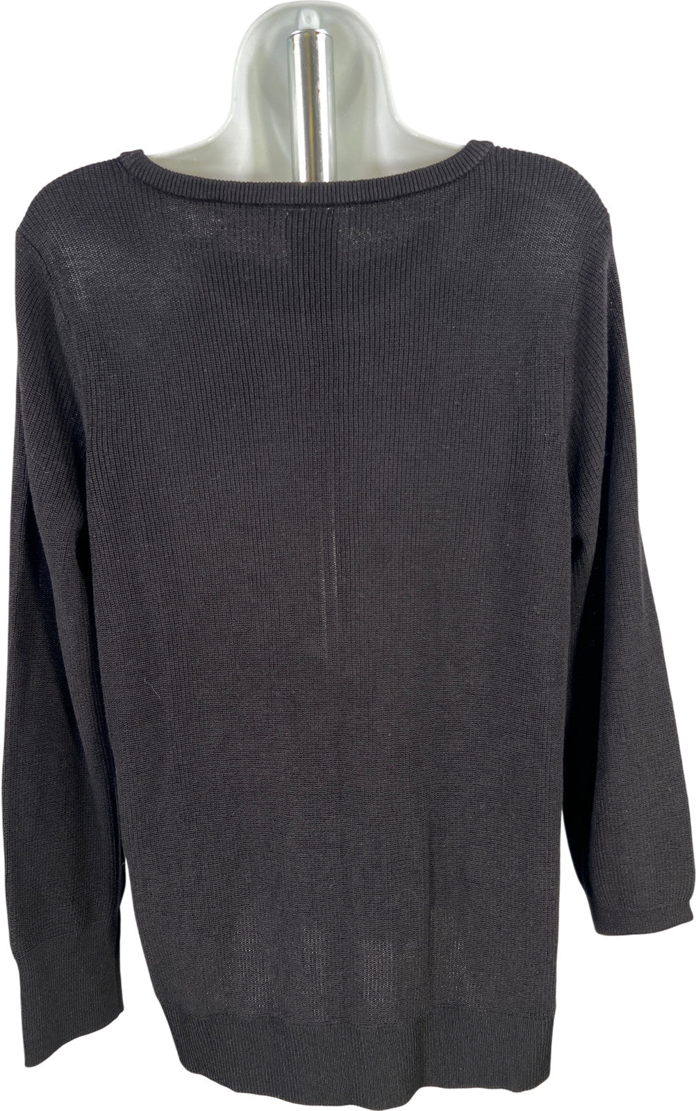 Chico’s Women’s Black Side Twist Ribbed Pullover Sweater - 2/US L