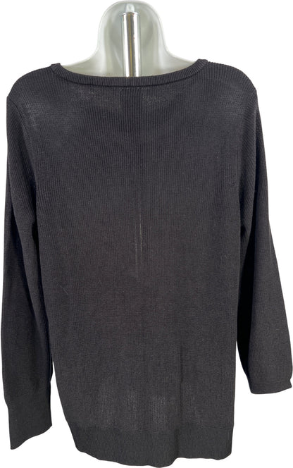 Chico’s Women’s Black Side Twist Ribbed Pullover Sweater - 2/US L