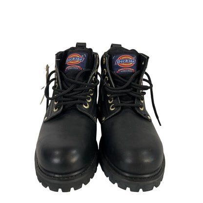 NEW Dickies Men's Black Leather Lace Up Steel Toe Work Boots - 8.5