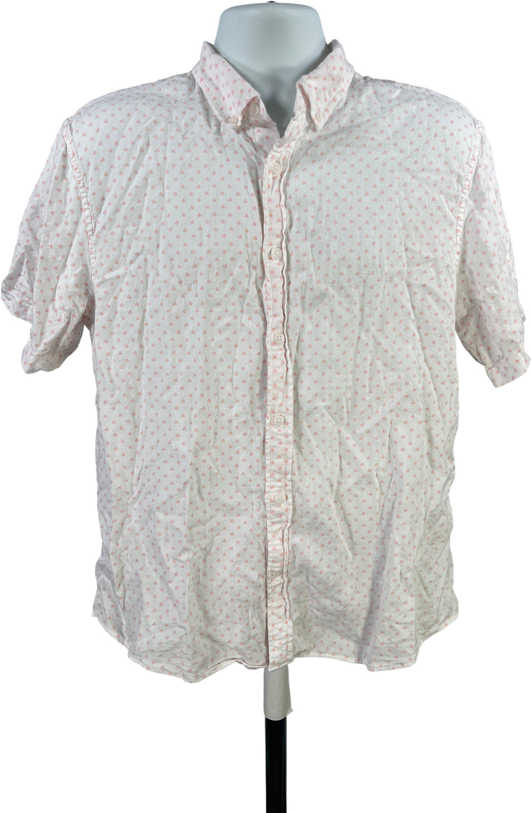 Banana Republic Men’s White/Pink Short Sleeve Slim Fit Button Up Shirt - L