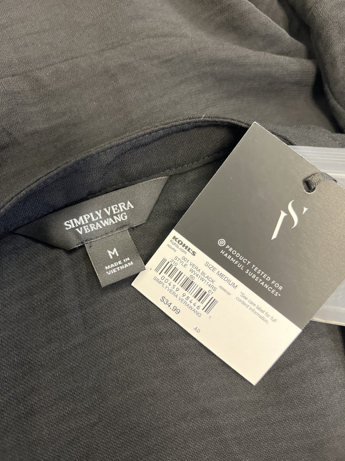 Simply Vera Wang Women’s Black Layered Bottom Button Up Blouse - M