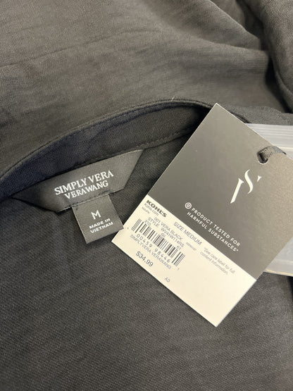 Simply Vera Wang Women’s Black Layered Bottom Button Up Blouse - M