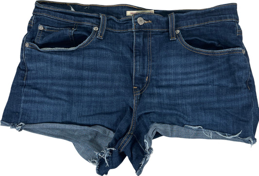 Levi’s Women’s Dark Wash Mid Length Cut Off Denim Jean Shorts - 33