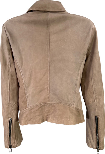 Set Urban Deluxe Women’s Taupe Leather Full Zip Moto Jacket - 4