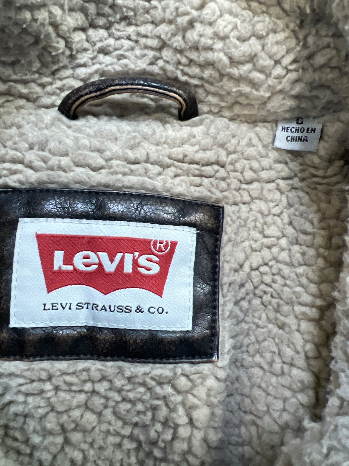 Levi’s Men’s Brown Faux Leather Sherpa Lined Bomber Jacket - L