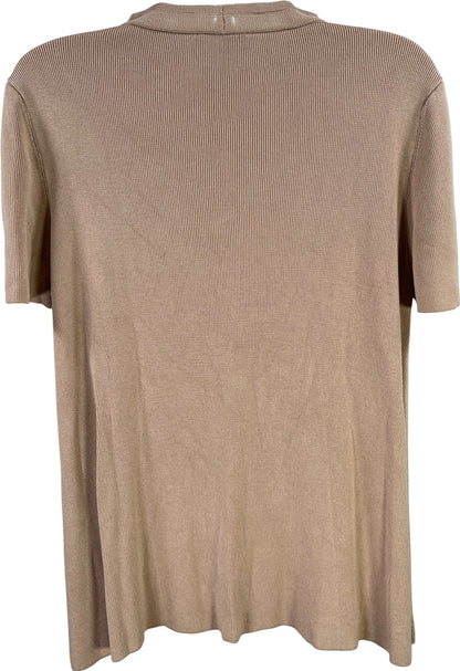 Eileen Fisher Women’s Beige Short Sleeve Ribbed Sweater - S