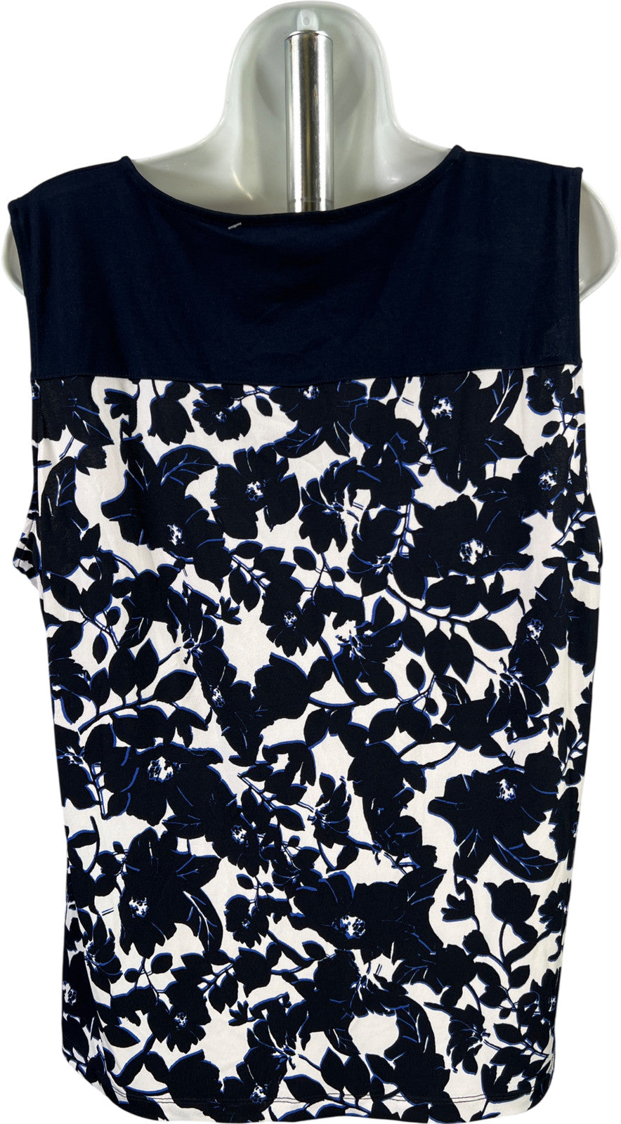 Jones New York Women’s Blue/White Sleeveless Floral Blouse - XL