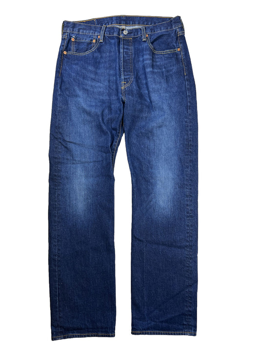 Levi's Men's Dark Wash 501 Original Straight Button Fly Jeans - 36x34