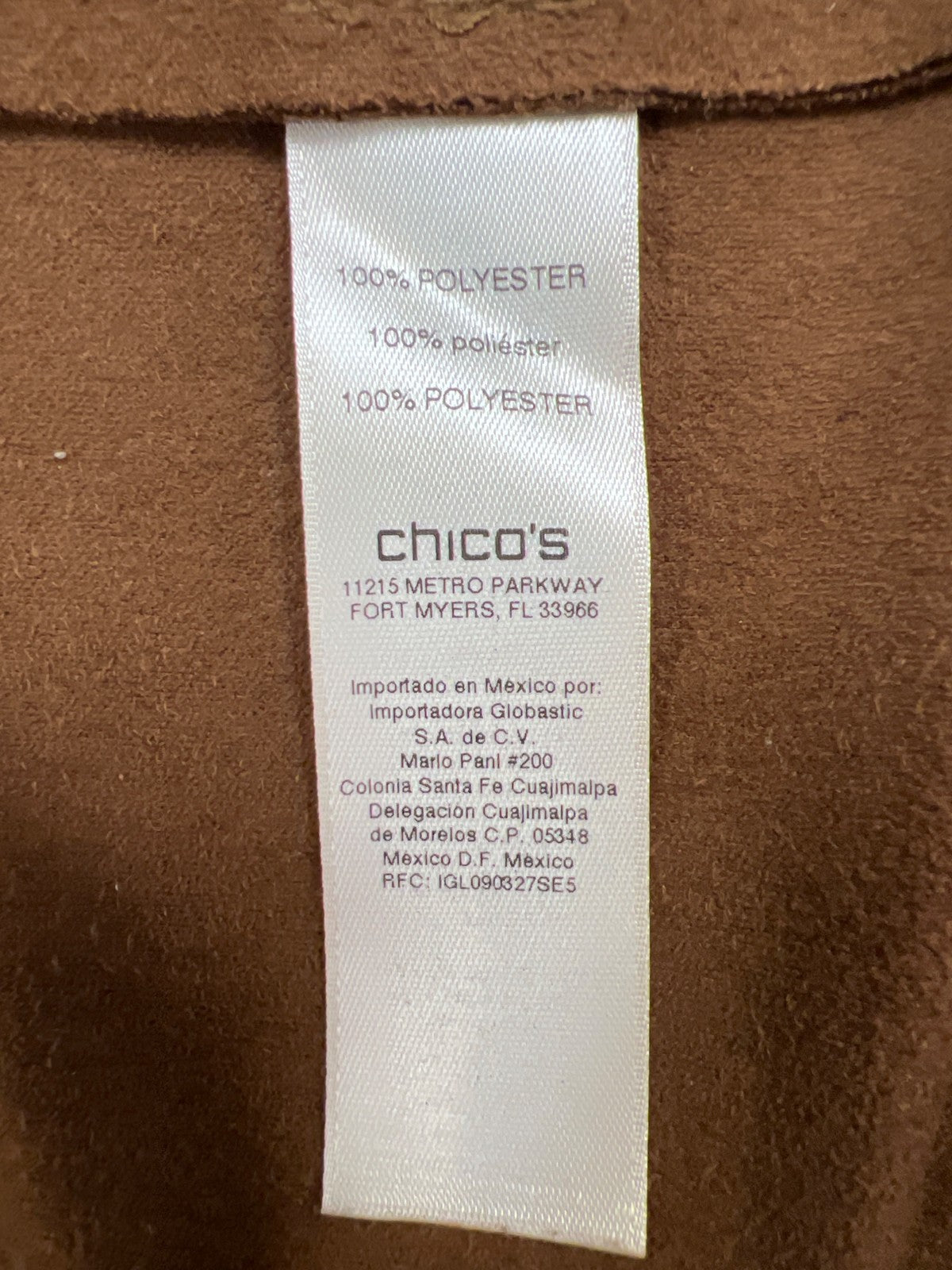 Chico’s Women’s Brown Faux Suede Sleeveless Open Front Vest Shirt - 2/US L