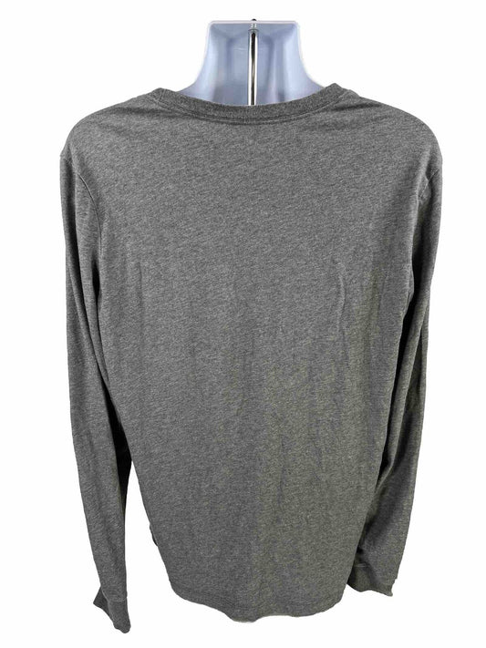Nike Men's Gray Long Sleeve Dri-Fit Cotton Blend Graphic Tee Shirt - XL