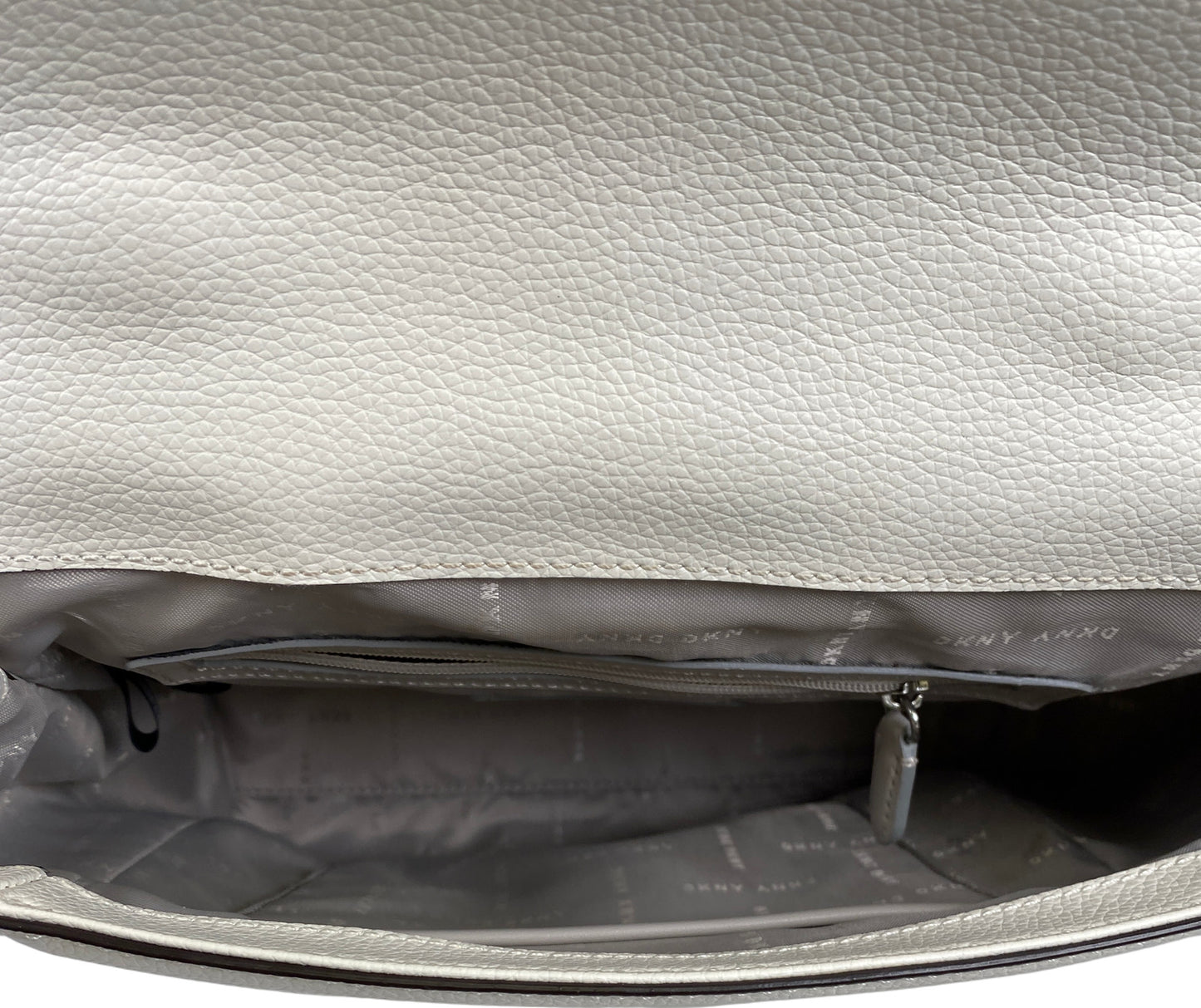 DKNY White Cow Leather Foldover Small Adjustable Backpack