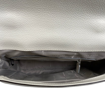 DKNY White Cow Leather Foldover Small Adjustable Backpack