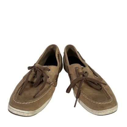 Sperry Women's Tan Leather Bluefish Metallic Side Boat Shoes - 9