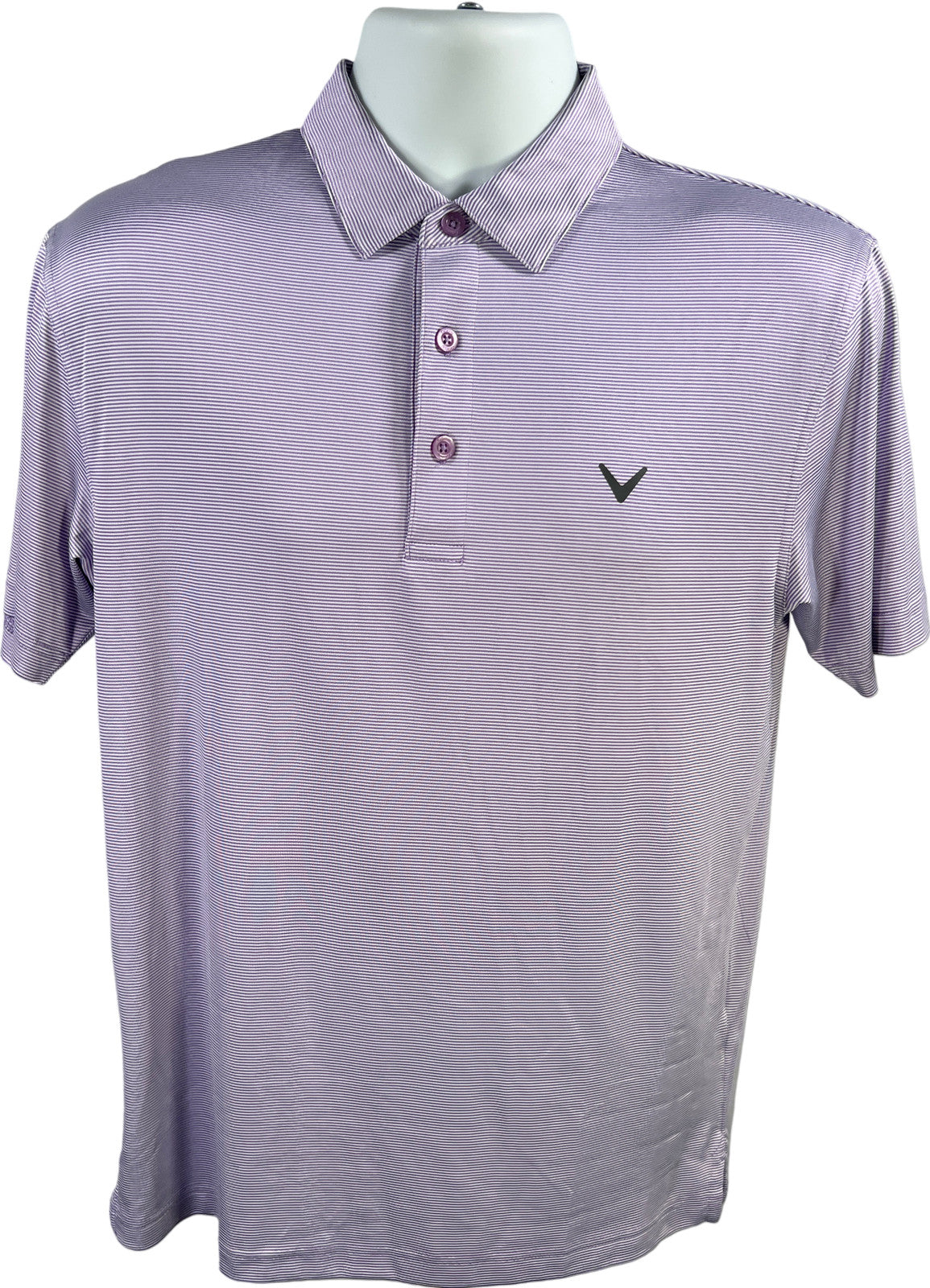 Callaway Men’s Purple Striped Short Sleeve Athletic Polo Shirt - S