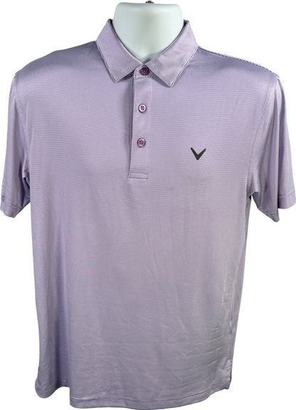 Callaway Men’s Purple Striped Short Sleeve Athletic Polo Shirt - S