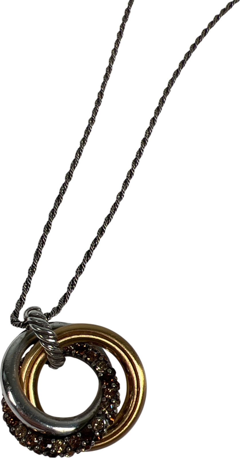 Brighton Two-Tone Trio Circle Crystal Voyage Adjustable Necklace