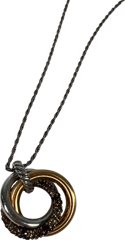 Brighton Two-Tone Trio Circle Crystal Voyage Adjustable Necklace