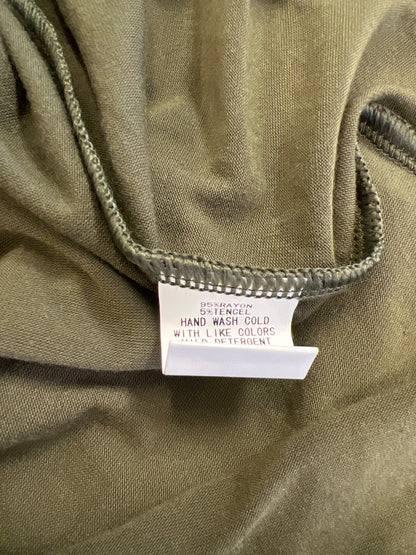 Due Per Due Women’s Green Pleated Front Long Sleeve Turtleneck Shirt - S