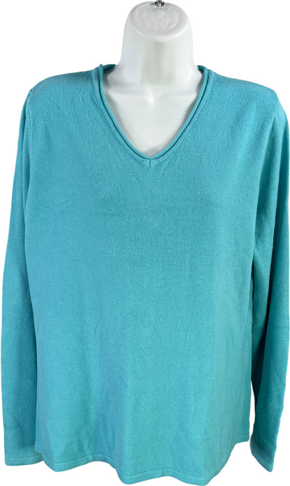 Croft and Barrow Women’s Blue Long Sleeve V-Neck Knit Sweater - XL