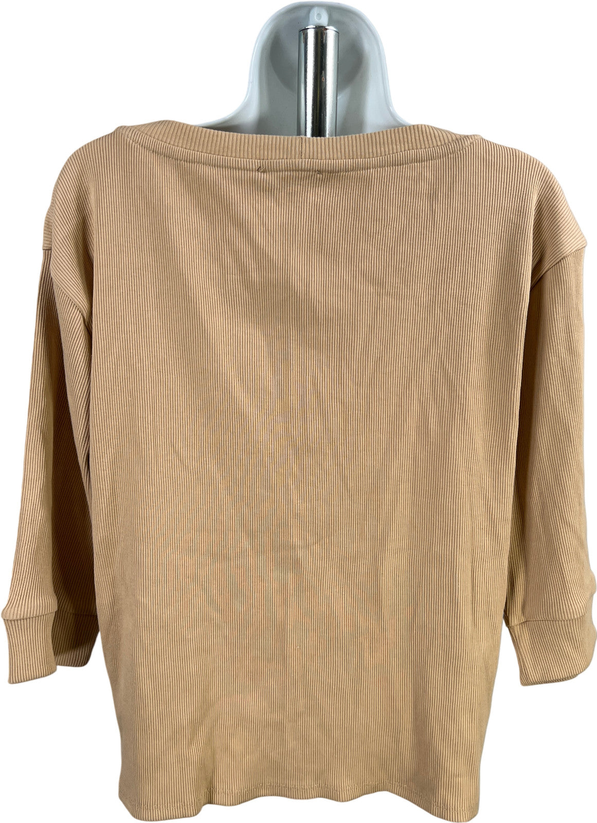 Bagatelle Women’s Beige Ribbed 1/2 Sleeve Button Up Cardigan Sweater - XL
