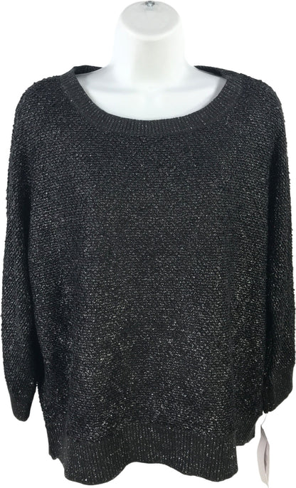 Liz Claiborne Women’s Black Metallic Long Sleeve Knit Sweater Shirt - L