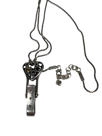 Brighton Silver Plated Reno Heart 19” Lanyard Badge ID Holder Necklace