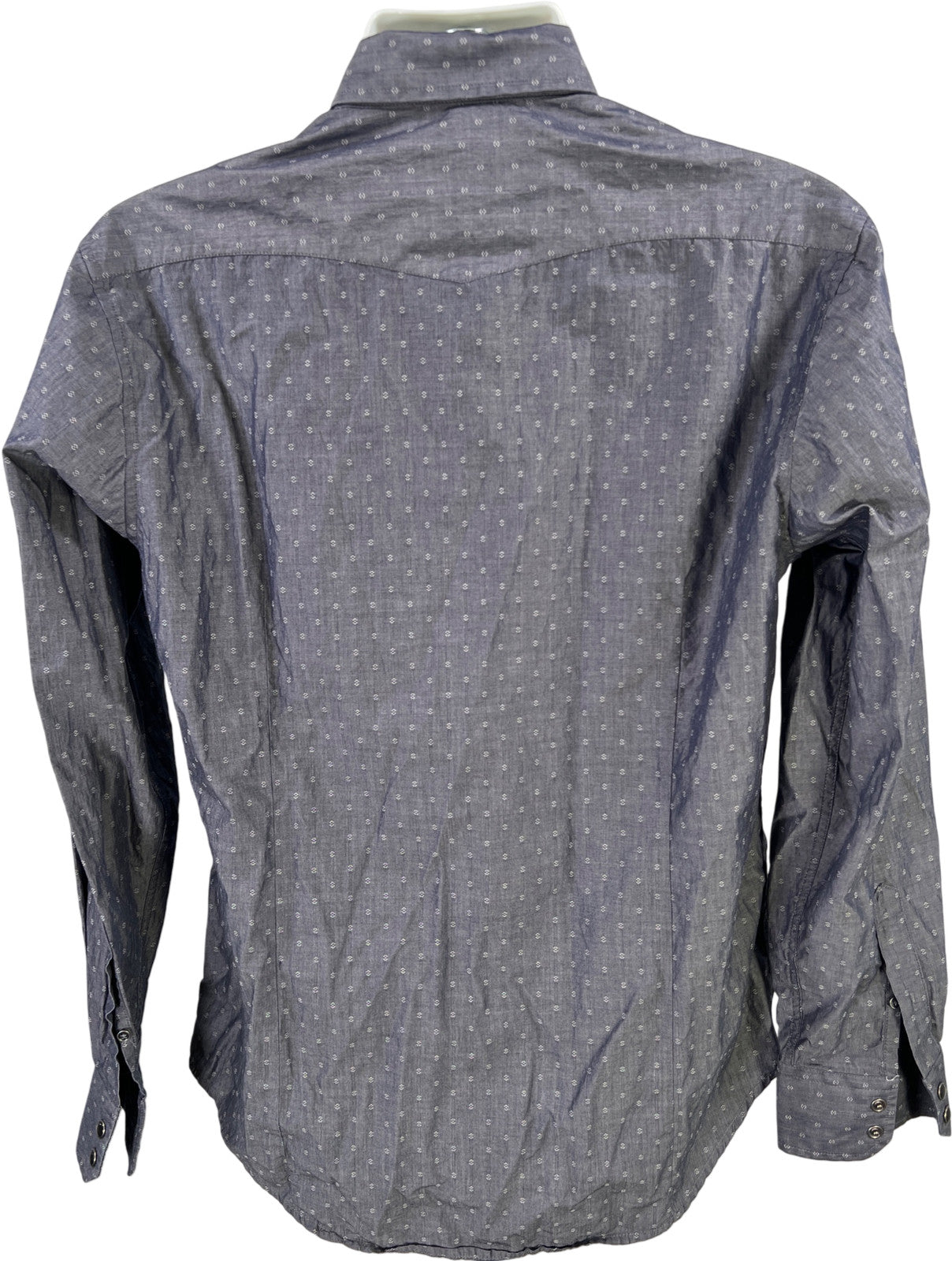 James Campbell Men’s Blue Long Sleeve Snap Button Up Shirt - M