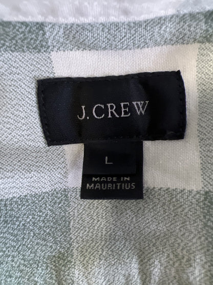 J.Crew Men’s Green/Ivory Plaid Long Sleeve Button Up Shirt - L