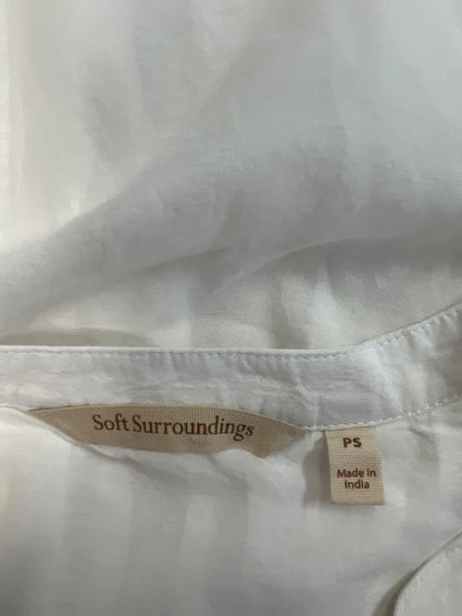 Soft Surroundings Women’s White Pleated Button Up Blouse - Petite S