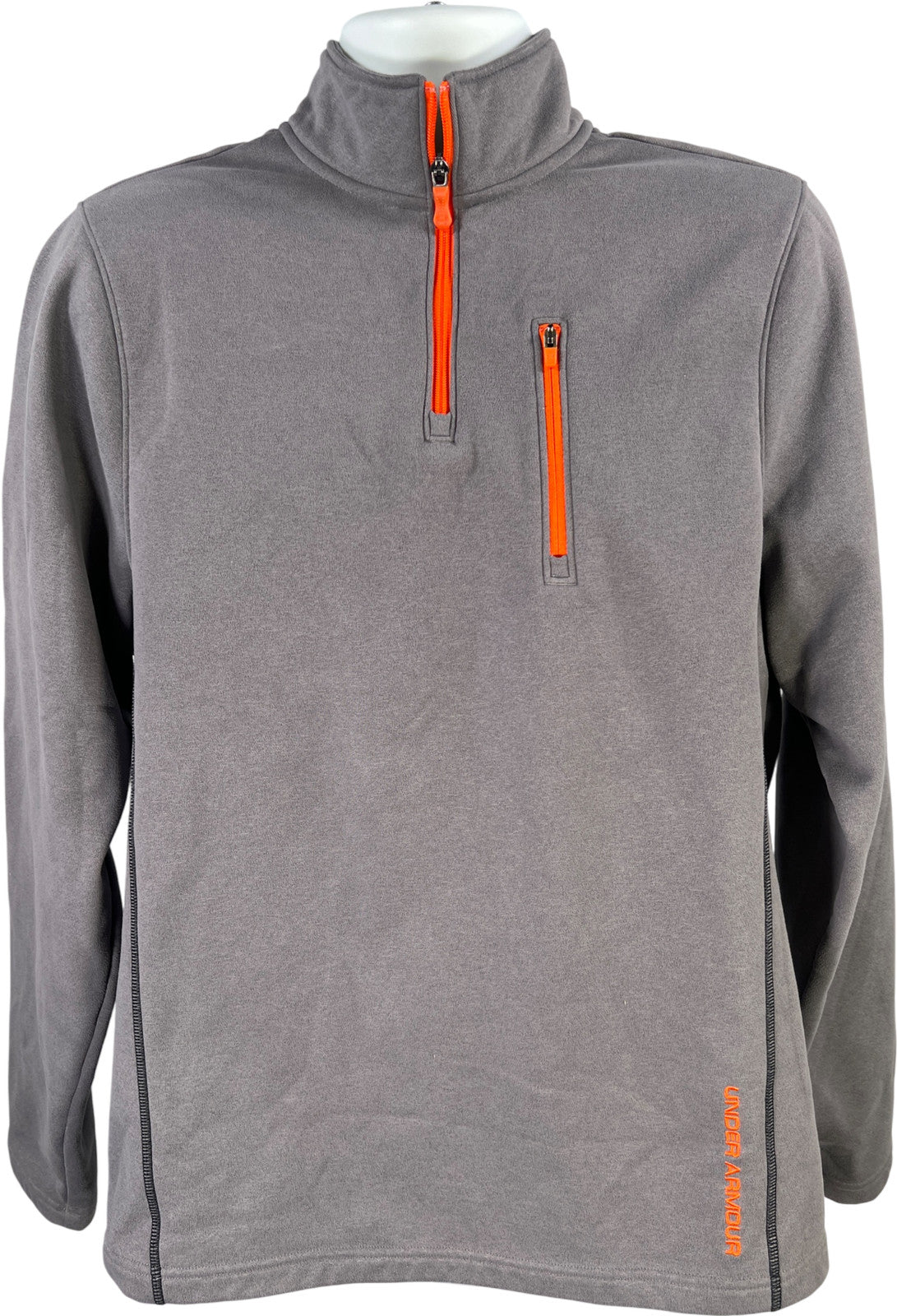 Under Armour Men’s Gray Fleece Lined 1/4 Zip Loose Fit Pullover Sweatshirt - L