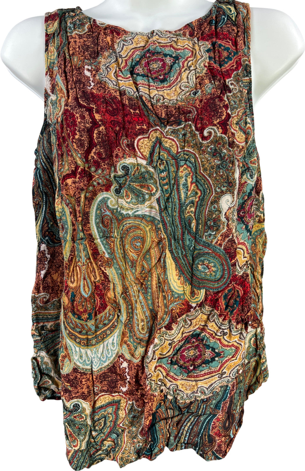 J.Jill Women’s Red/Beige Sleeveless Tank Top - M