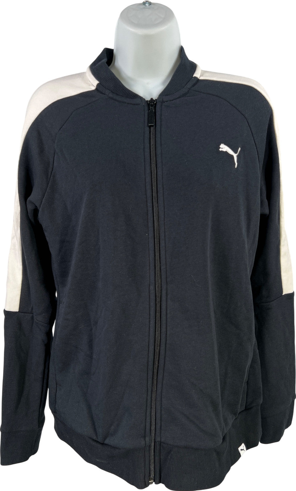 Puma Women’s Black/White Full Zip Long Sleeve Sweatshirt Track Jacket - L