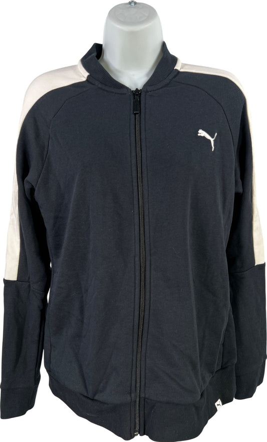 Puma Women’s Black/White Full Zip Long Sleeve Sweatshirt Track Jacket - L