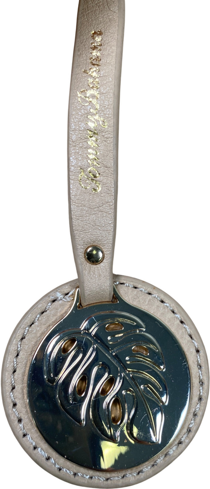 Tommy Bahama Women’s Light Beige Leather Zip Close Tote Bag Purse